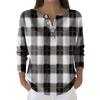 Women's Fashion Long Sleeve Plaid Geometric Print Top Elegant Casual Top