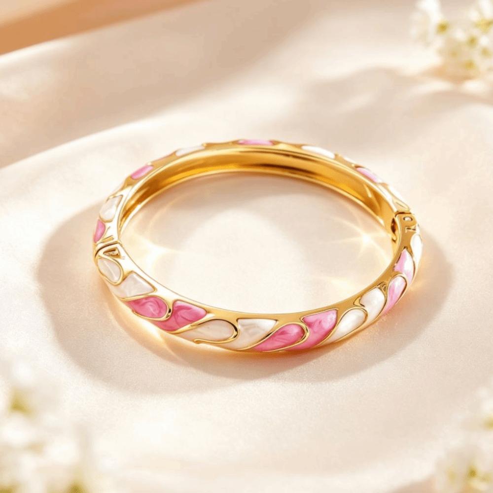 Bracciale Bangle Smalto Gocciolato Fiore Colorato Smalto Bangle Smalto Cloisonné Donna