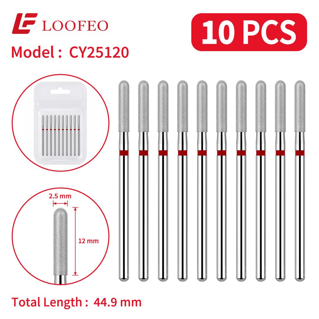 Cylindrical Bit Diamond Nail Drill Bit Set 10Pcs Nail Milling Cutters for Nail Surface Shaping Dead Skin Removal Fine Grinding Nail File Sets Home