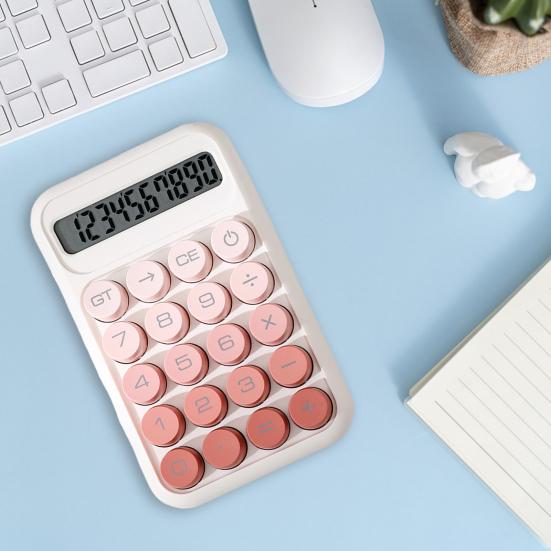 Retro Mechanical Calculator 10-Digit LED Display Calculator with Tilt Screen Tactile Keyboard Student Calculator for Office School