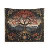 Tree of Life Tapestry Celtic Knot Wall Hanging Peach Skin Fabric Boho Autumn Landscape Wall Decor for Bedroom Living Room Dorm