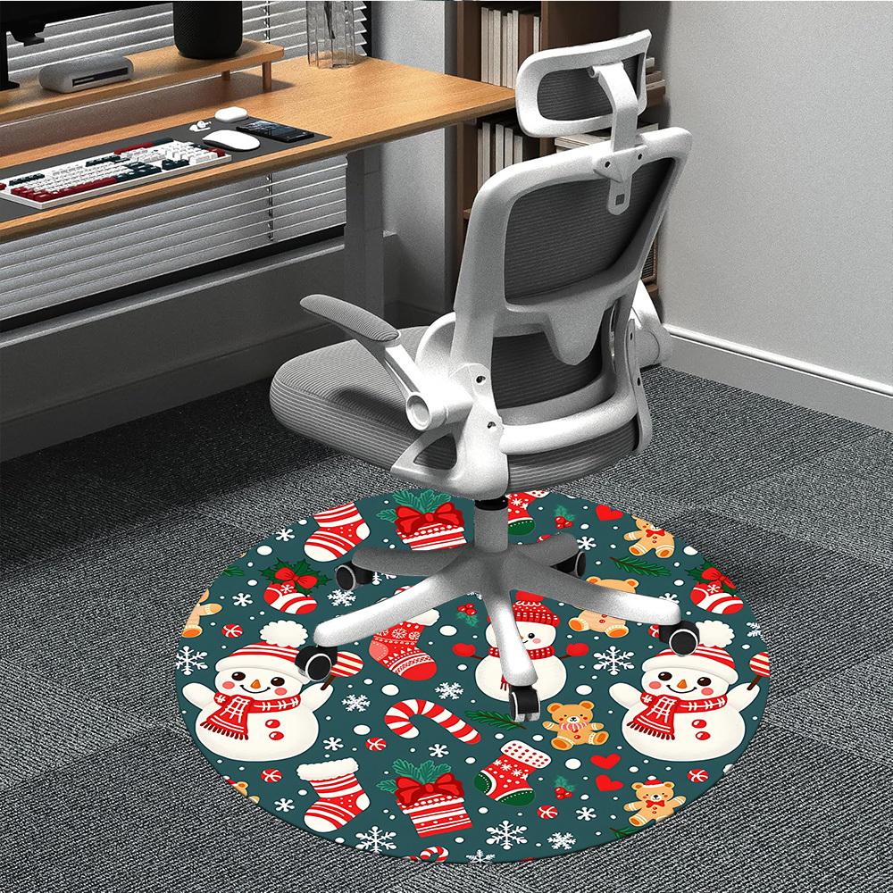 1 Stück Weihnachtsdekoration Teppich für das Büro Rutschfest, Runder Teppich, Weich & Bequem, Teppich für das Büro, Leichte Runde Bodenmatte