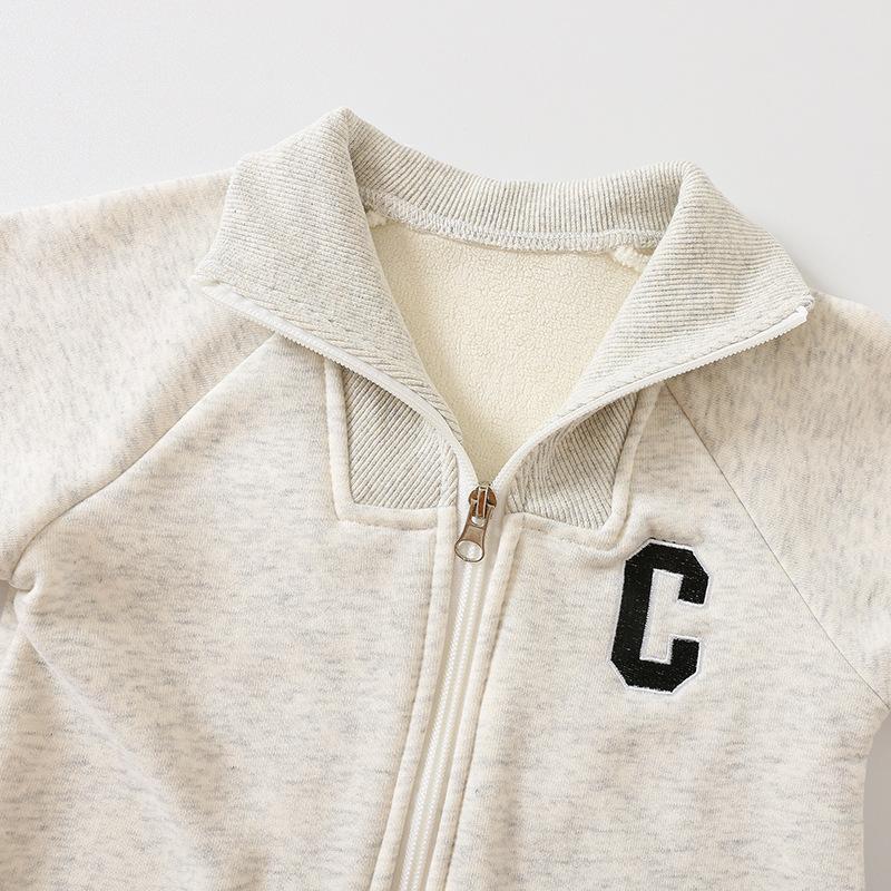 2025 Autumn Winter Baby Clothes Newborn Thick Jumpsuit 0-2Y New Boys Fur Lining Sporty Romper Toddler Outdoor One Piece