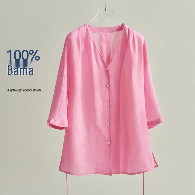 IHIMI Women s 100% Ramie 3/4 Sleeve Blouse XL