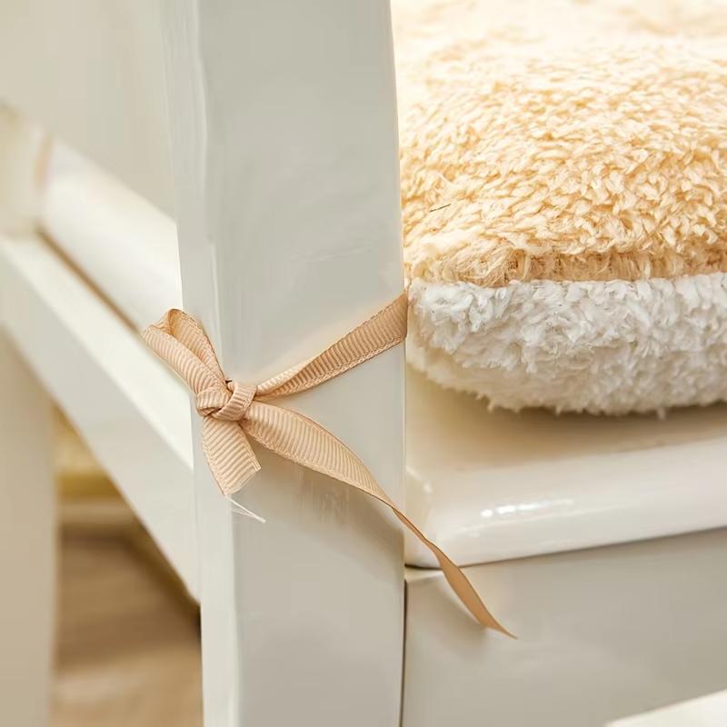 Ultraweiches Winter-Stuhlkissen - Dickes, doppelseitiges Plüsch-Sitzkissen für bequeme Büro- und Heimnutzung, einfarbig, maschinenw