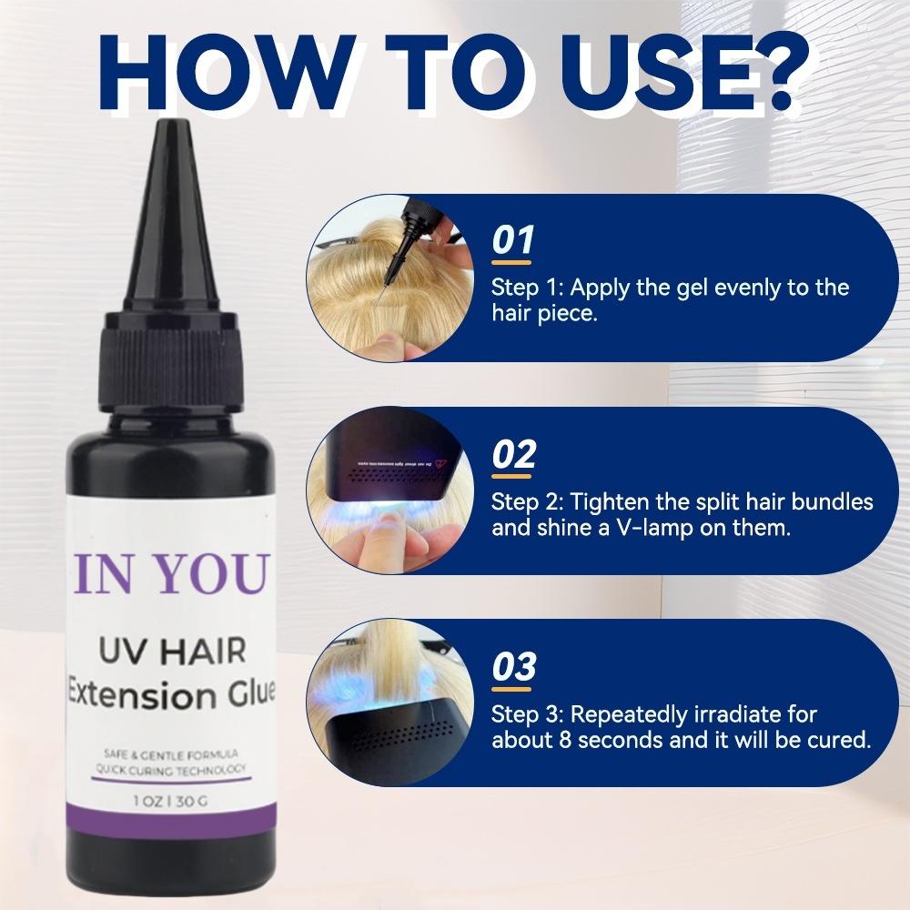 Complete UV Hair Kit: Fast Lamp + Waterproof Glue, Comb & Remover | Salon-Grade Seamless Bonds for Natural Long-Lasting Results