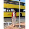 Vintage sweetheart Vneck polka dot neck dress women's summer backless strap sleeveless vest long dress