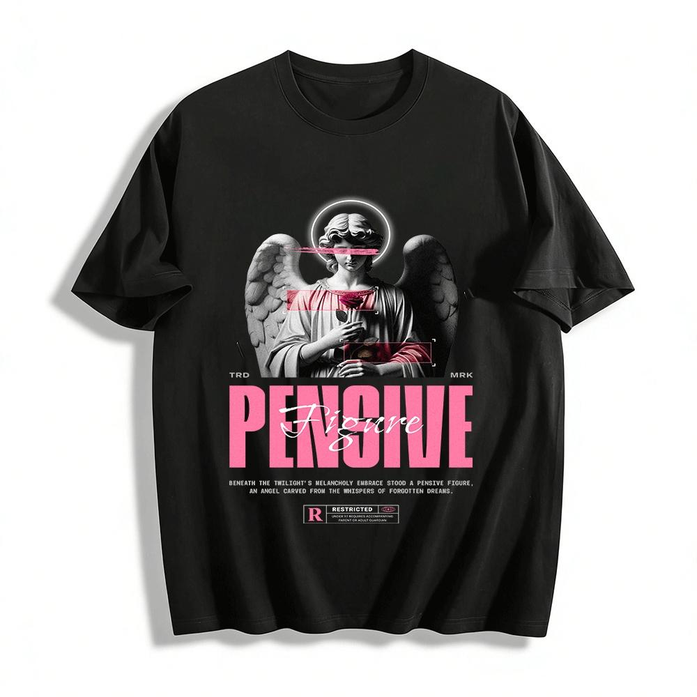 

Vintage Dark Angel Rose Print Trendy Loose Casual Short Sleeve T-Shirt Pure cotton T-shirt XXS