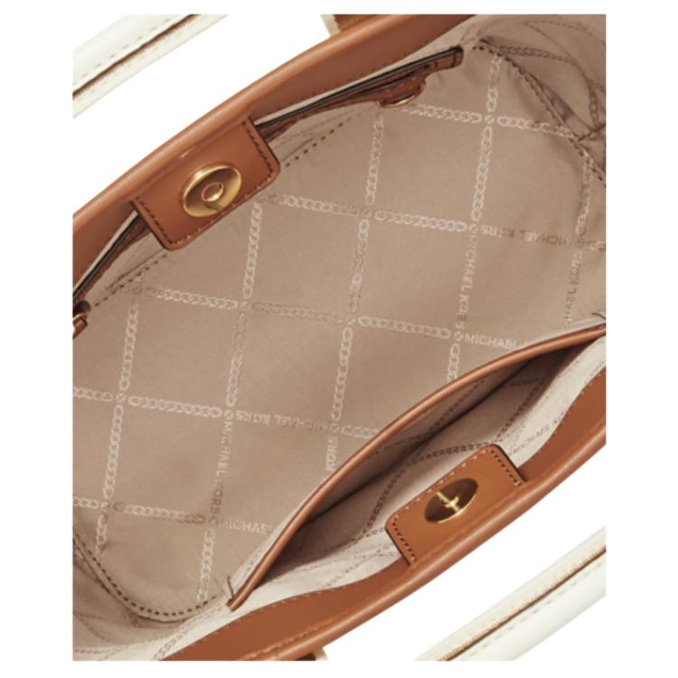 Nova Bolsa Tote MICHAEL KORS Maeve de Lona com Couro de Vaca, Bolsa Tote, Bolsa de Compras, Bolsa de Ombro, Trompetes Feminina Marrom 30F2G5VT1L-105