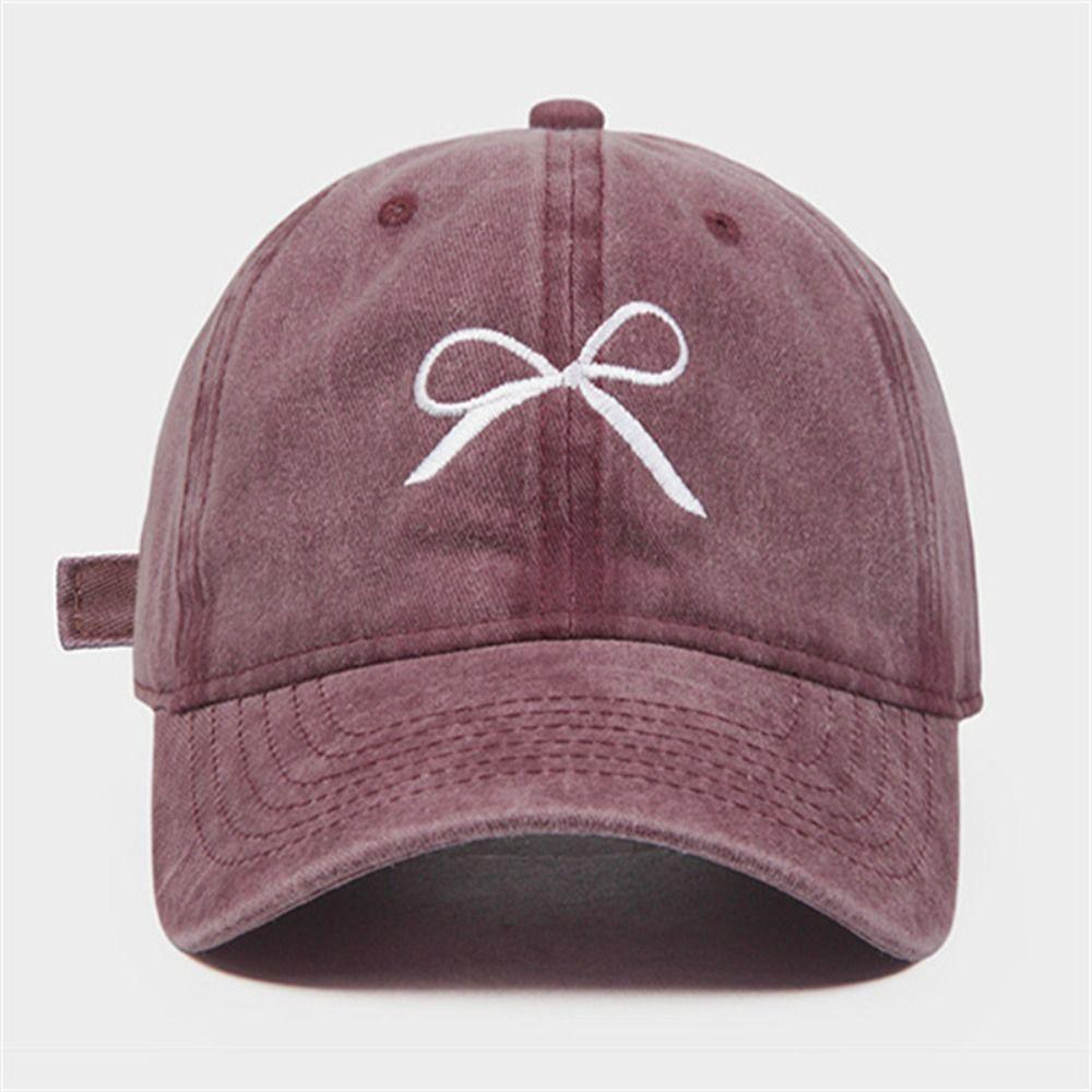 

Vintage Bowknot Embroidery Baseball Caps Adjustable Baseball Hats Sunscreen Hats For Women Man вино красного