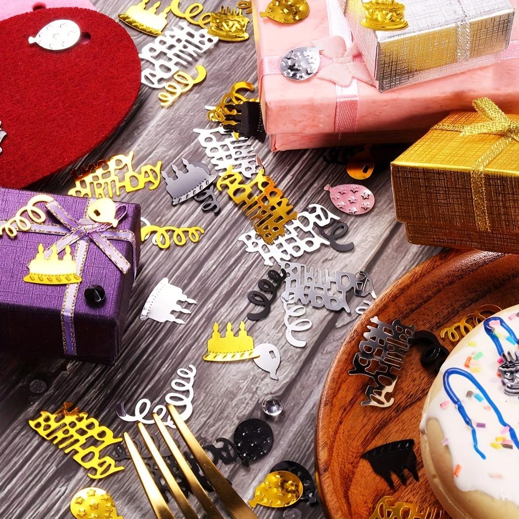 1Set 1200pcs Happy Birthday Confetti - Metallic Foil Balloon&Table Scatter Decorations for Birthday Parties, Festive Table Decor