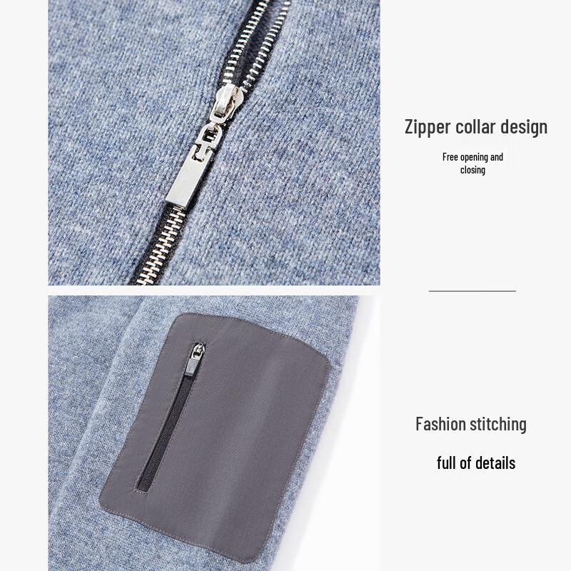 Luozi Men's 7-Gauge Thickened Half-Zip Stand Collar Wool Sweater