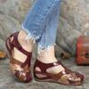 Maogu Freizeit Absatzsandale Damen Sommer Damen Runde Spitze Vintage Damen Plateau Keilsandalen Nähen Damenschuhe 2026 Trend