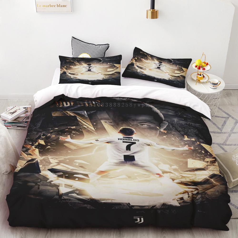 Duvet Cover Duvet Cover Football Star CR7 Soccer 3D Bedding Set Boys Girls Twin Queen Size Bed Boys Adult Fashion Home Textile