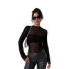 Autumn Winter High Neck Slim Flattering Long Sleeve Mesh Base Layer Versatile Women's Top Fashion Daily Basic Casual Slim Fit Ladies Elegant Top