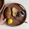 Hand Woven Rattan Serving Tray Decorative Tabletop Multifunctional Home Decor Round