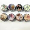 Metal Round Natural Flowers Pill Boxes Holder 3 Grids Medicine Case Small Portable Case Container Splitters