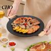 Family Size Outdoor Cooking Pan Electric Smokeless Grill, Nonstick Griddle, Korean BBQ Meat Roaster Quick Heat Conduction with Handle, Round