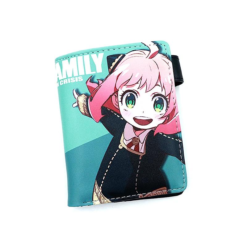 Anime Loid Anya Forger Yor PU Short Folding Wallet Coin Purse with Interior Zipper Pocket