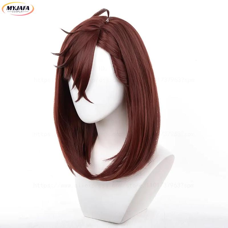 Momo Ayase Cosplay Wig 43cm Short Red Brown Wig Cosplay Anime Cosplay Wigs Heat Resistant Synthetic Wigs + Wig Cap