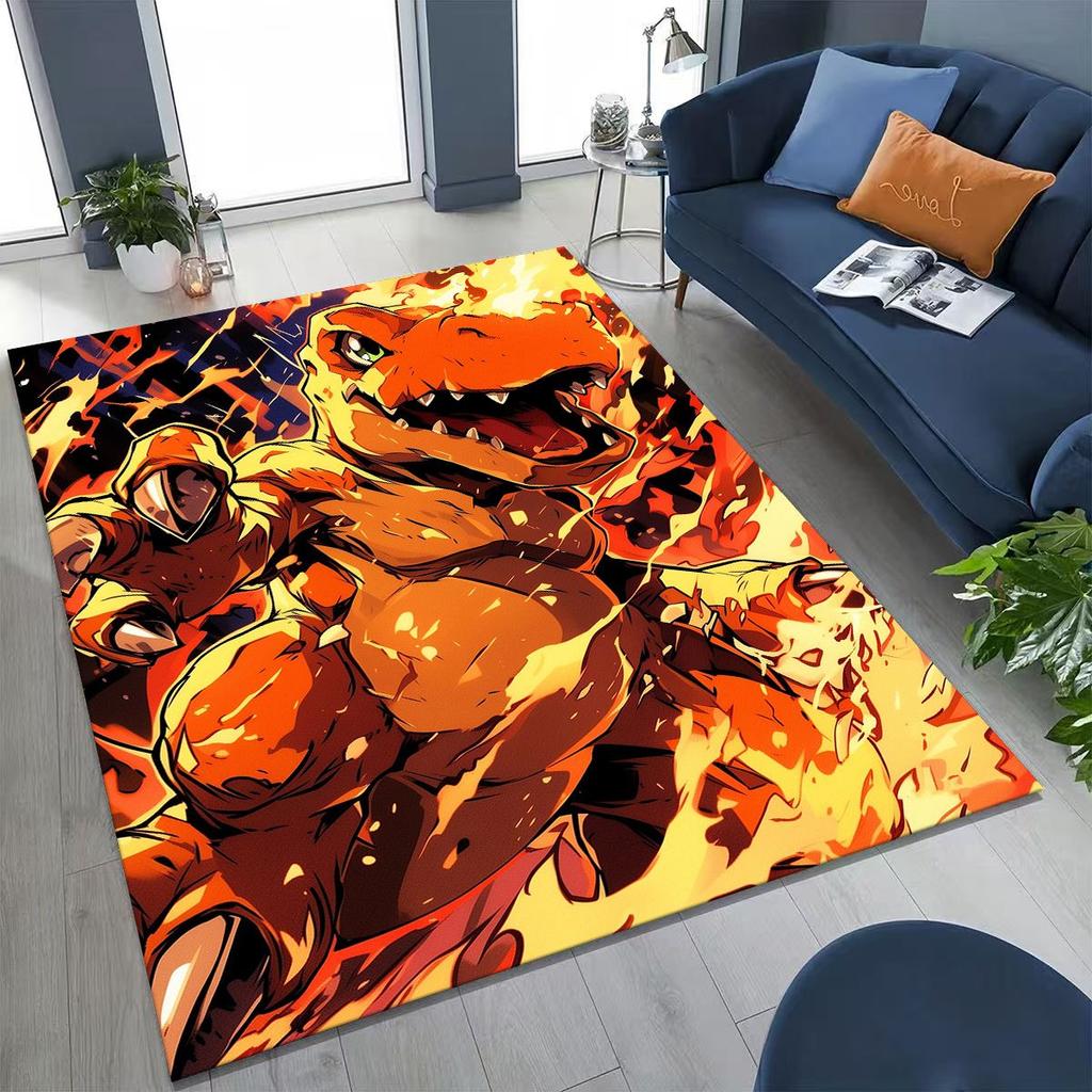 Retro Digimon Adventure Angewomon Agumon Cartoon Rug for Bedroom Living Room Sofa Home Doormat Decor,Kids Non-slip Floor Mat