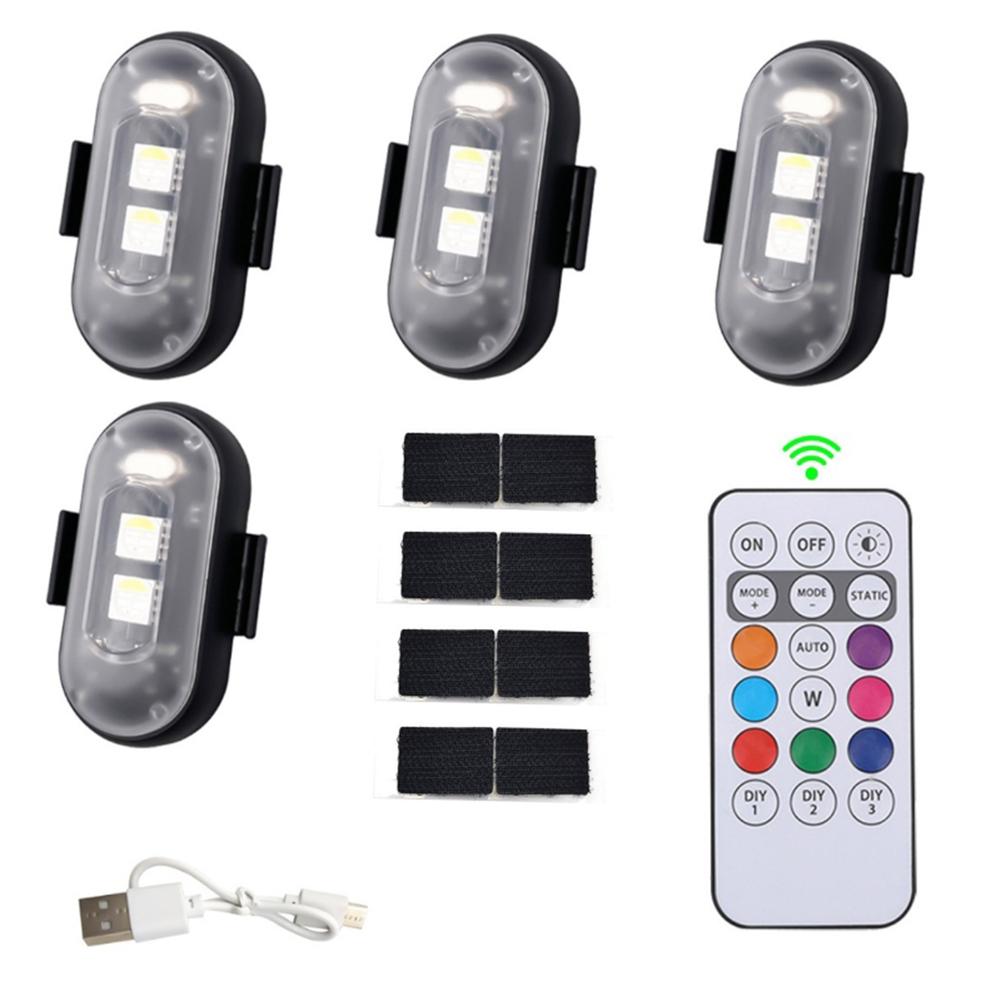 Wireless LED Strobe Lights with Remote Control LED Emergency Warning Lights Rechargeable for Car Motorcycle Drone Aircraft Bike