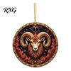 Acrylic Constellation Pendants 2D Flat Pearl Painting Ornament, Double Sided Zodiac Theme Hanging Gem Home Ornament Art Craft, Rhinestone Beads