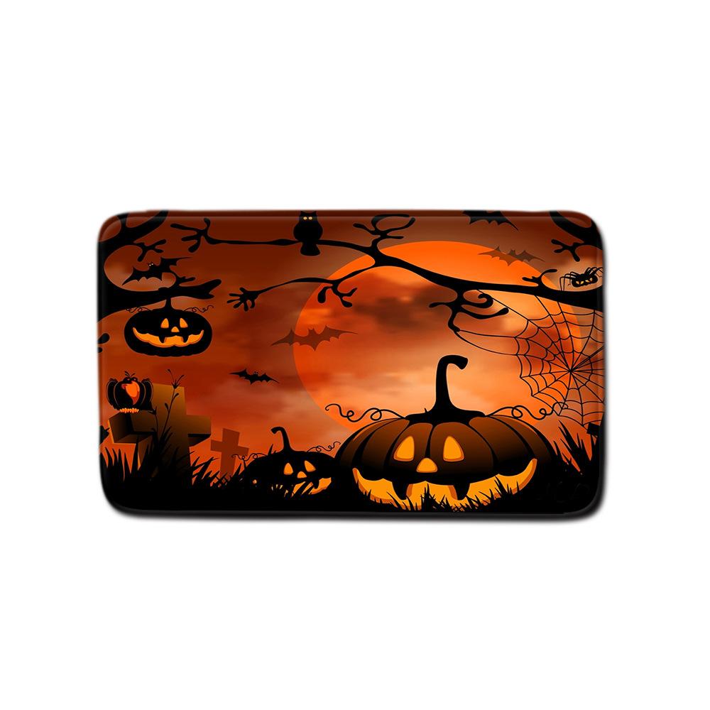 Halloween Bathroom Shower Curtain Floor Mat Combination Four-Piece Set Bathroom Toilet Carpet Door Mat
