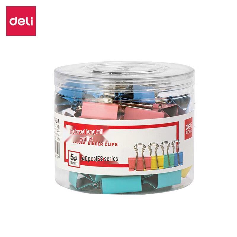 Deli 19mm Colorful Metal Binder Clips (40-Count)