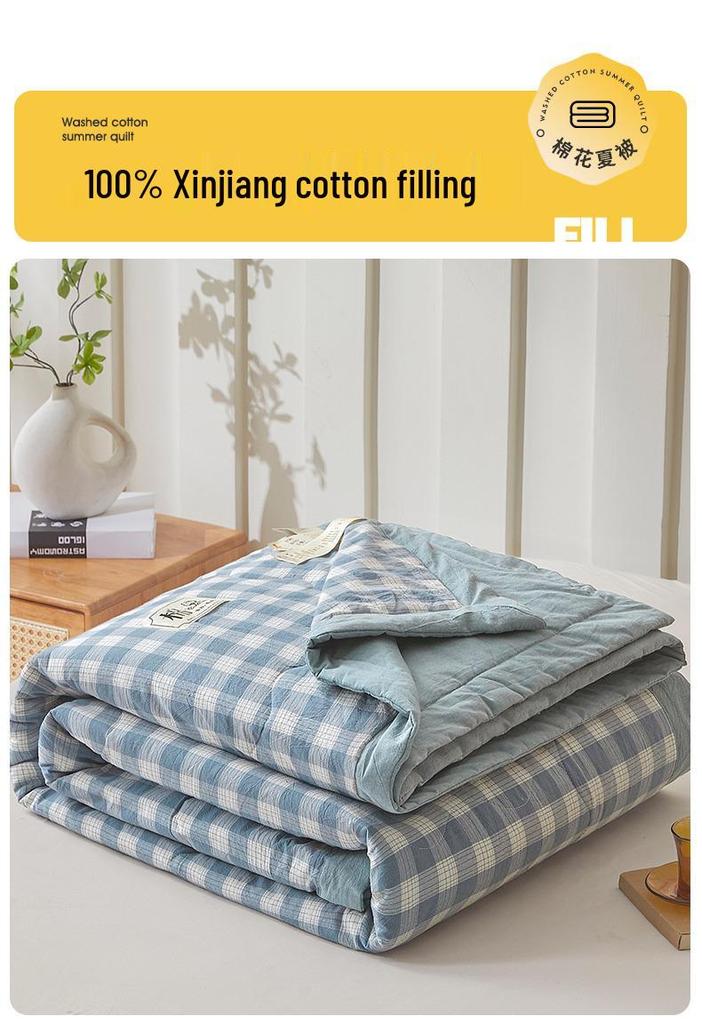 Muji-style Pure Cotton Summer Quilt – All-Cotton, Machine Washable Air Conditioning Quilt for Dorms