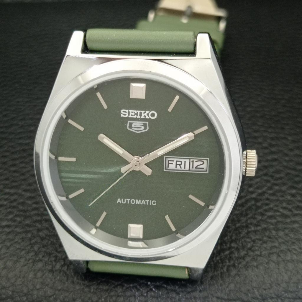 CEAS SEIKO 5 AUTOMATIC JAPONEZ VINTAGE RECONDIȚIONAT, BĂRBĂTEȘTE, CU CADRAN VERDE, A434689-2, R121-a434689