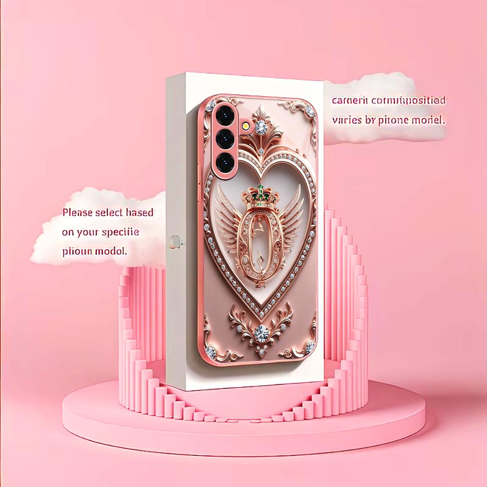 Gloss Luxury Ornate Heart Fashion phone case s26 ultra case glass for Samsung Galaxy S26 S25 S24 S23 S22 FE Ultra Plus