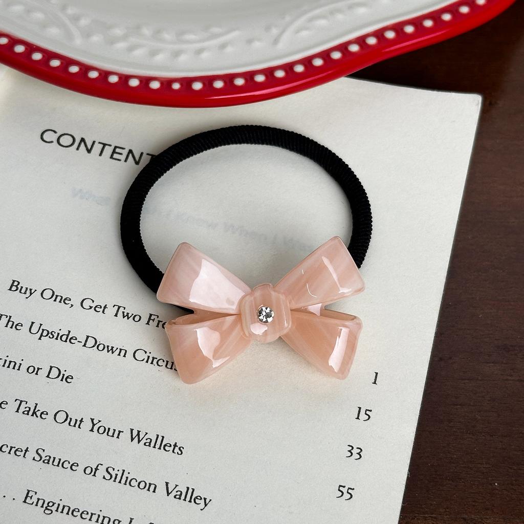 Korean New Cute 4.5cm Stereoscopic Bow Hair Tie Hair Clip For Sweet Girls Rhinestones Acetate Hair Rope Duckbill Clip
