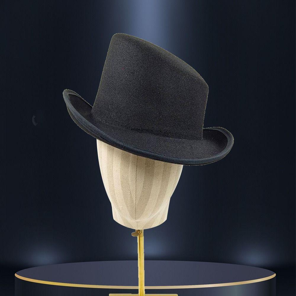 Windproof Slanted Top Hat Warm Slanted Magician's Hat Fashion Fedora Hat Autumn Winter