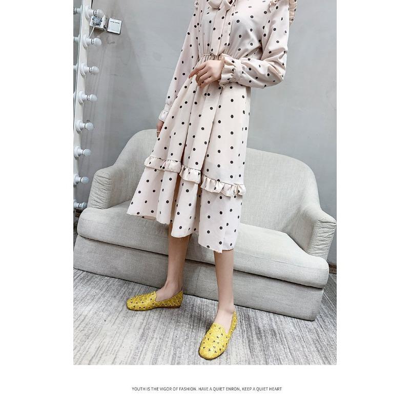 Large Size Square Head Shallow Mouth Flat Bottom Hollow Out Single Shoes