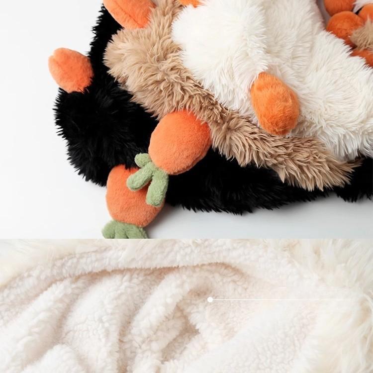 Carrot Plush Strap Lei Feng Hat for Women In Autumn and Winter New Thickened Warmth and Cold Protection Ear Protection Versatile Pullover Hat Cute