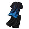 Ensemble de Sport en Soie Glacée pour Homme Été Col Rond Séchage Rapide Manches Courtes Coupe Ample Deux Pièces