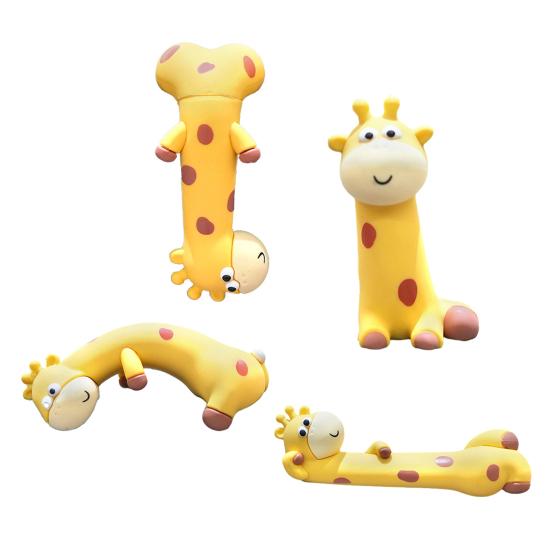 1/4Pcs Cartoon Giraffe Figurine Computer Monitor Decoration Lying Pig Duck Statue Animal Sculpture Home Office Car Dashboard Ornament