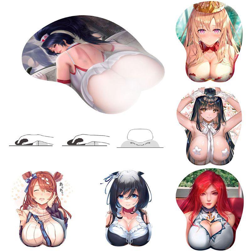 Adorable Two-dimensional 3d Chest Anime Mouse Pad With Soft Ergonomic Design
