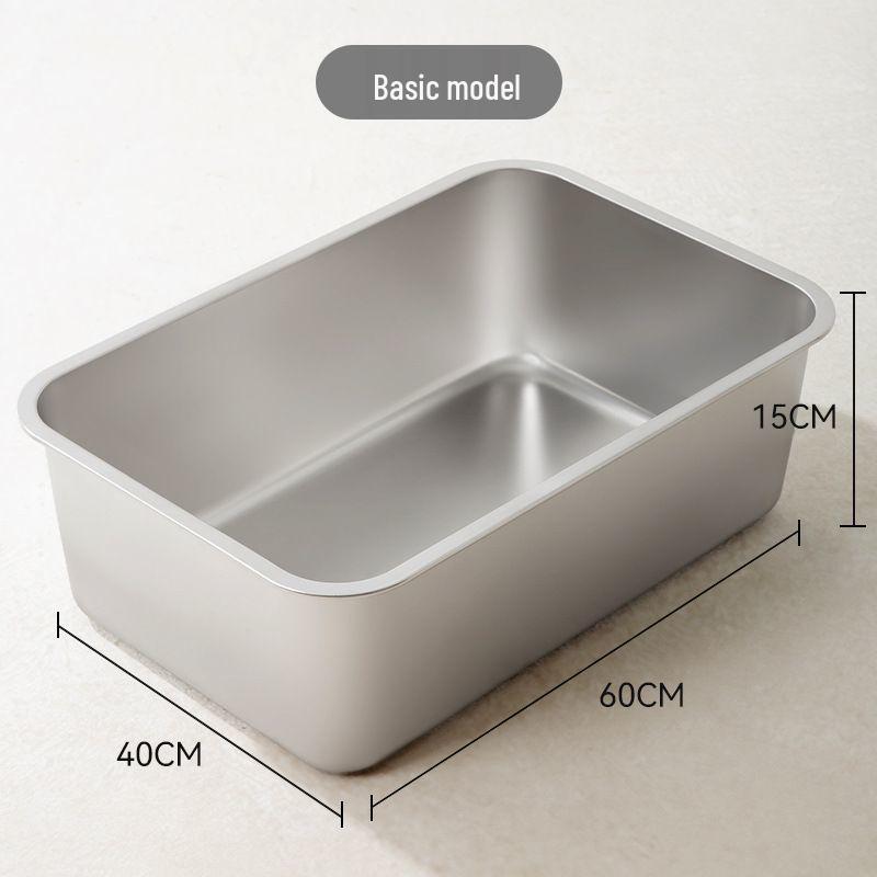 Extra Large Stainless Steel Cat Litter Box with Raised Edge - Anti-Splash, Anti-Tracking, Easy To Clean.