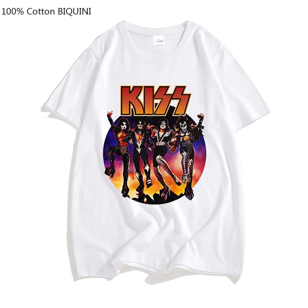 Rock Band Kiss T Shirt Men_Women Fashion Cotton T-Shirt Hip Hop Heavy Metal Tops Tees Boy_Girl Clothing Print Camiseta Punk