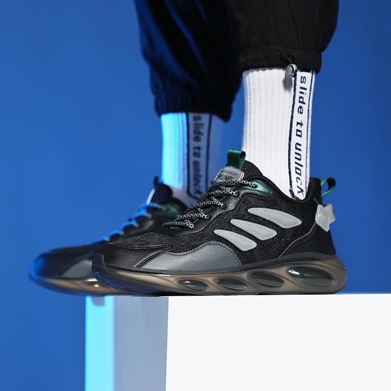 Мужская дышащая спортивная обувь для бега и фитнеса Four Seasons 44 чёрный/темно-зеленого — фото 14