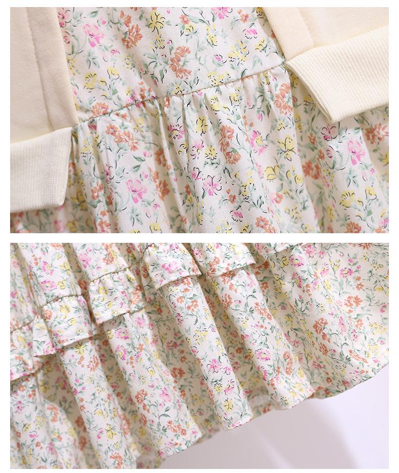 Dívčí svetrové šaty s květinovým prošíváním - Dlouhý rukáv, dvoudílný vzhled pro jaro a podzim