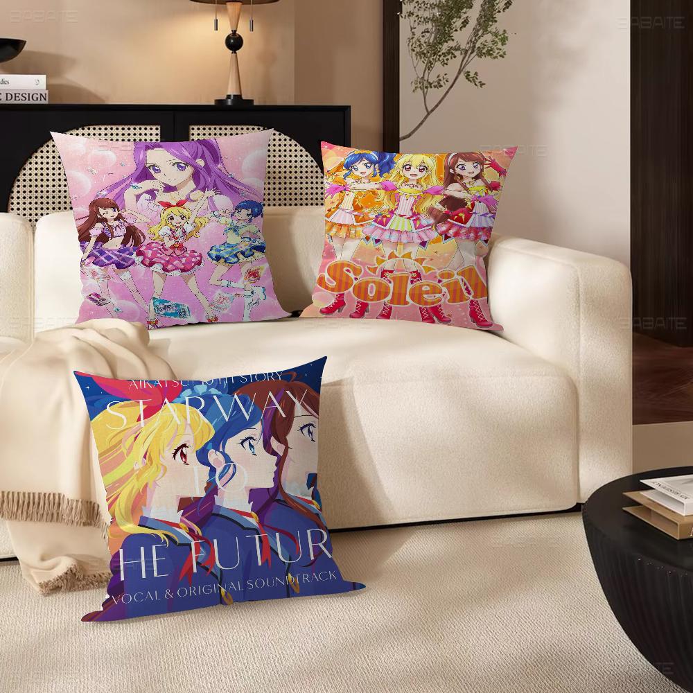 Aikatsu On Parade! Anime Cushion Cover Car Throw Pillow Case For Sofa Car Christmas Gift 40x40cm 45x45cm