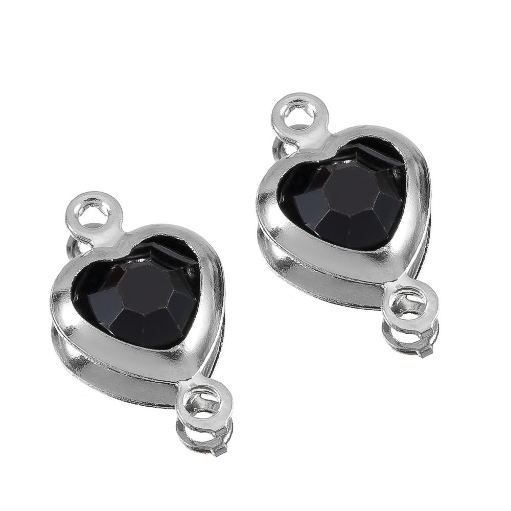 

10pcs Stainless Steel Heart Pendants Base Double Hole Crystal Rhinestone Beads Charms Connector Necklaces DIY Jewelry Findings 10pcs