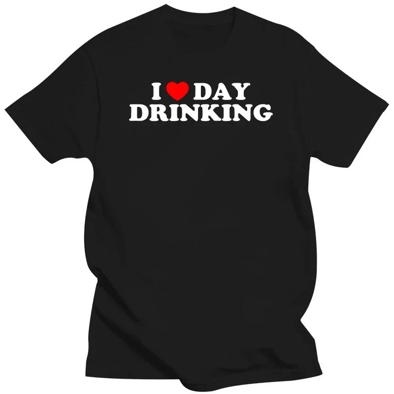 

Funny I Love Day Drinking Heart BEER T Shirts Summer Style Graphic Cotton Streetwear Short Sleeve Family Friends Gifts T-shirt#Color XXXXXL чёрный