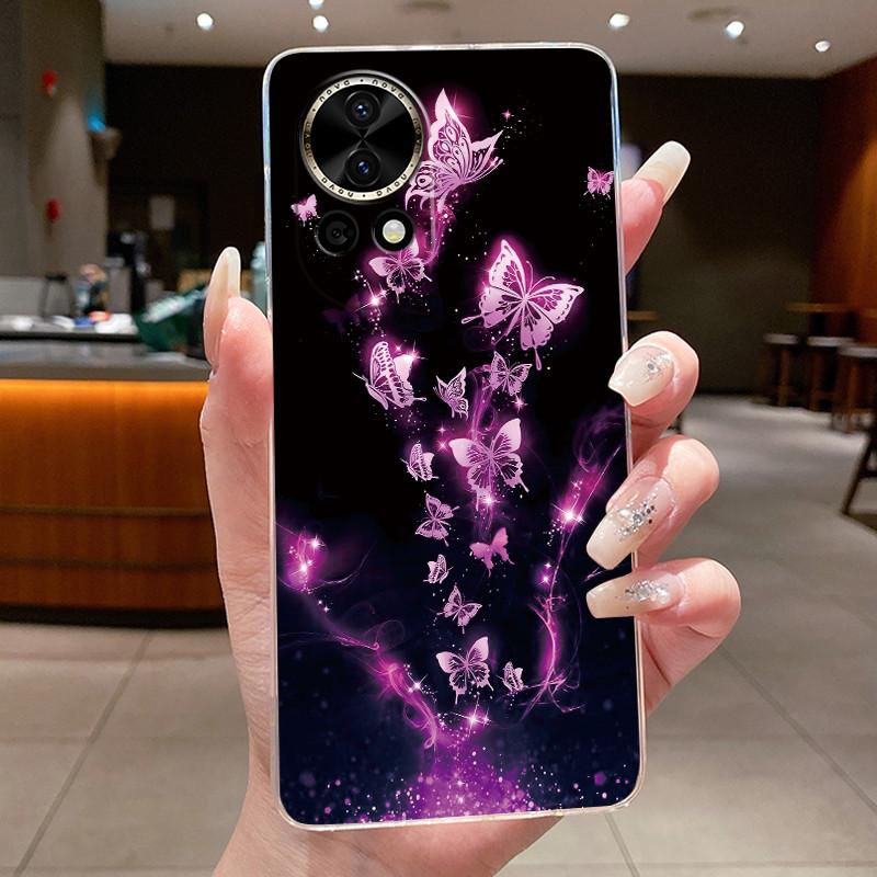 Nova12 Hülle Klar Luxus Mode Schmetterling Blume Weiches TPU Silikon Rückabdeckung Für Huawei Nova 12 Pro Transparente Handyhüllen