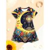 Summer Girls' Short-Sleeve Dress - Princess 3D Printed Pattern Design