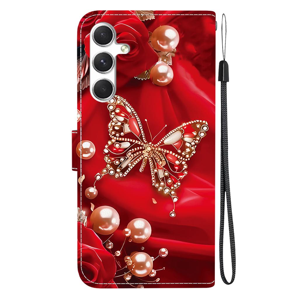 Handmade PU Leather Flip Case for Samsung Galaxy S25 (SM-S931B)- Anti-Slip Shockproof Cover with Wrist Strap & Heart/Rose Cat Designs