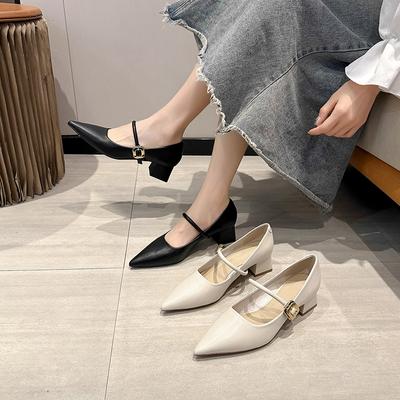 Yüksek Topuklu Ayakkabılar Kadın Sivri Burunlu Yumuşak Deri Bayan Moda Babetler Yuvarlak Tokalı Düz Taban Platform Ayakkabılar